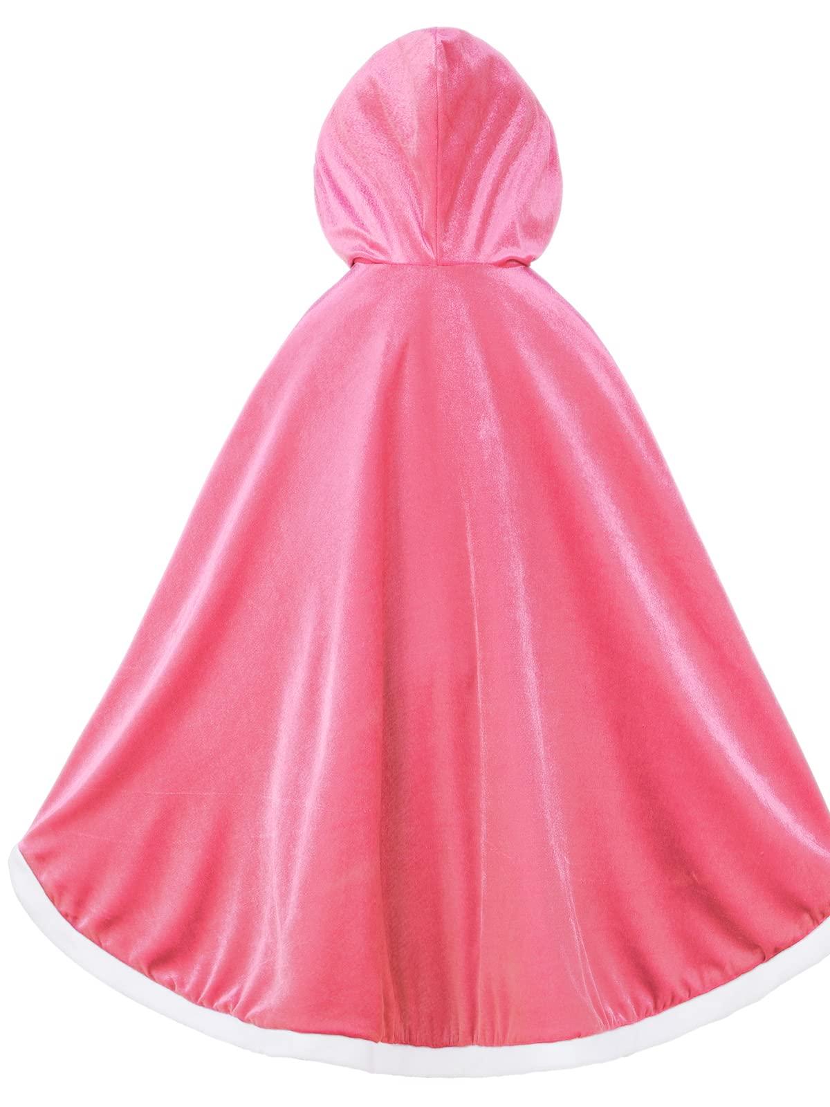 Century Star Century Star Girl Fur Princess Cape with Hood Girls Cloak for Little Girls Christmas Pink 2-3 Years