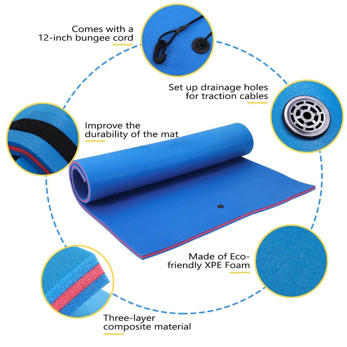 Max4out Max4out Water Floating Mat 9/12/18 FT Foam Lake Floats Floating Foam Pad Lily Pad for Water Recreation and Relaxing Lily Mat for Family Floating Pad for Pets Pool Float for Party (Blue-350)