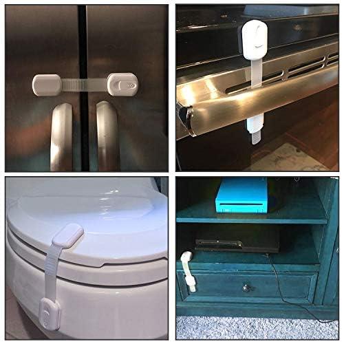 Vkania Vkania Child Proof Cabinet Locks - Cabinet Locks Baby Proofing with 3M Adhesives for Refrigerator, Oven, Cupboards, Toilet Seat - Adjustable,Easy Installation,No Drilling (8 Pack)