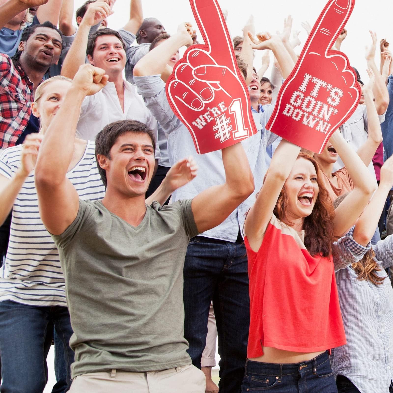 Okuna Outpost Okuna Outpost 2 Pack Red Foam Fingers #1, It\'s Goin\' Down for Sports Fan Accessories, Cheering, Party Favors, 17.5 Inch Giant Foam Hand