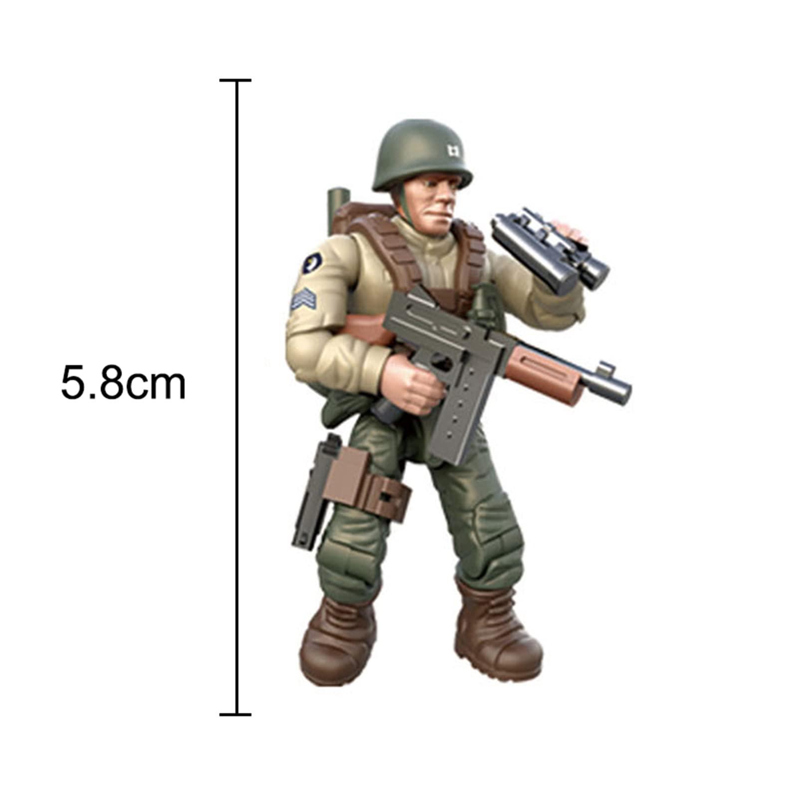 MEIEST MEIEST 6 PCS Mini WWII Soldier Military Action Figures, Army Model Building Block Toys with Multiple Military Weapons Accessories,Party Favors Set for Kids (US Army)