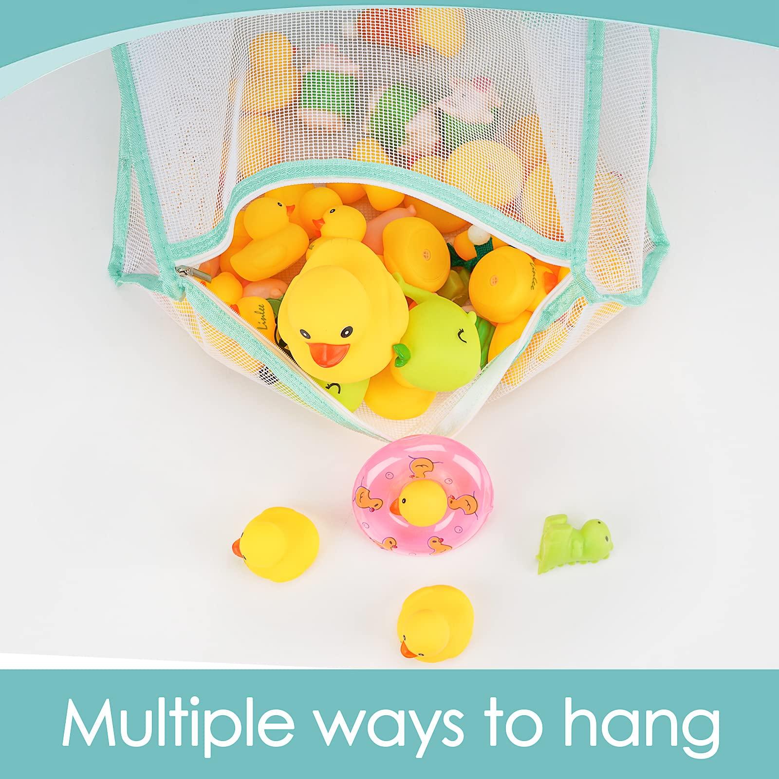 Linkidea Linkidea 2 Pack Zippered Mesh Bath Toy Organizer, Bath Toy Storage Bag Multiple Ways to Hang, Bathroom Toy Mesh Bag, Bathtub Toy Storage Holder (Green)