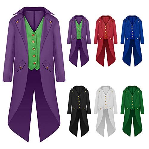 Parent child Steampunk Vintage Tailcoat Jacket Mens Teen Boys Elegant Gothic Victorian Frock Coat Uniform Halloween Costume Long Sleeve Suit Single breasted Jackets Party Punk Retro Tuxedo Outwear