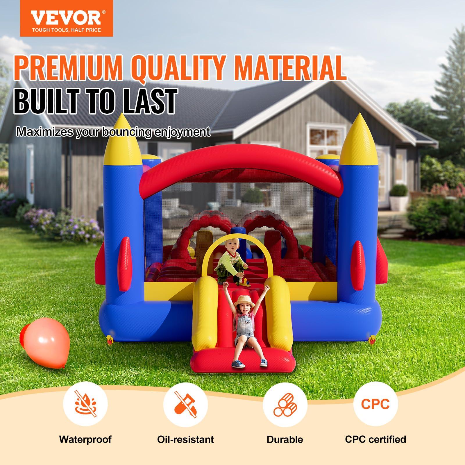VEVOR VEVOR Outdoor Toys for Kids 5-12, Bounce House for Kids, Inflatable Nightclub Halloween Bounce House with Slide, Blower and Storage Bag, Birthday Christmas Party Gifts for Kids, 160x94x96 inch