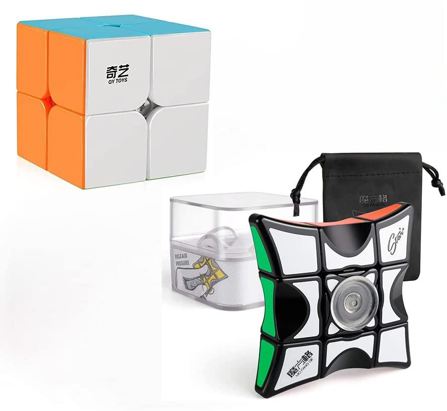 D-FantiX D-FantiX QY Toys Qidi S2 2x2 Speed Cube and Fidget Spinners Cube Anti-Anxiety Fidget Toys for Kids Adults