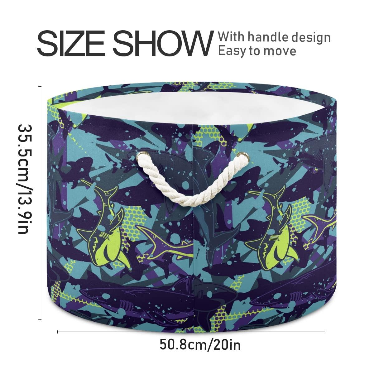 DOMIKING Sharks Kids Toy Storage Basket Storage Bin Box Organizer Basket for Laundry Hamper, Kid's Room, Baby & Dog Toy