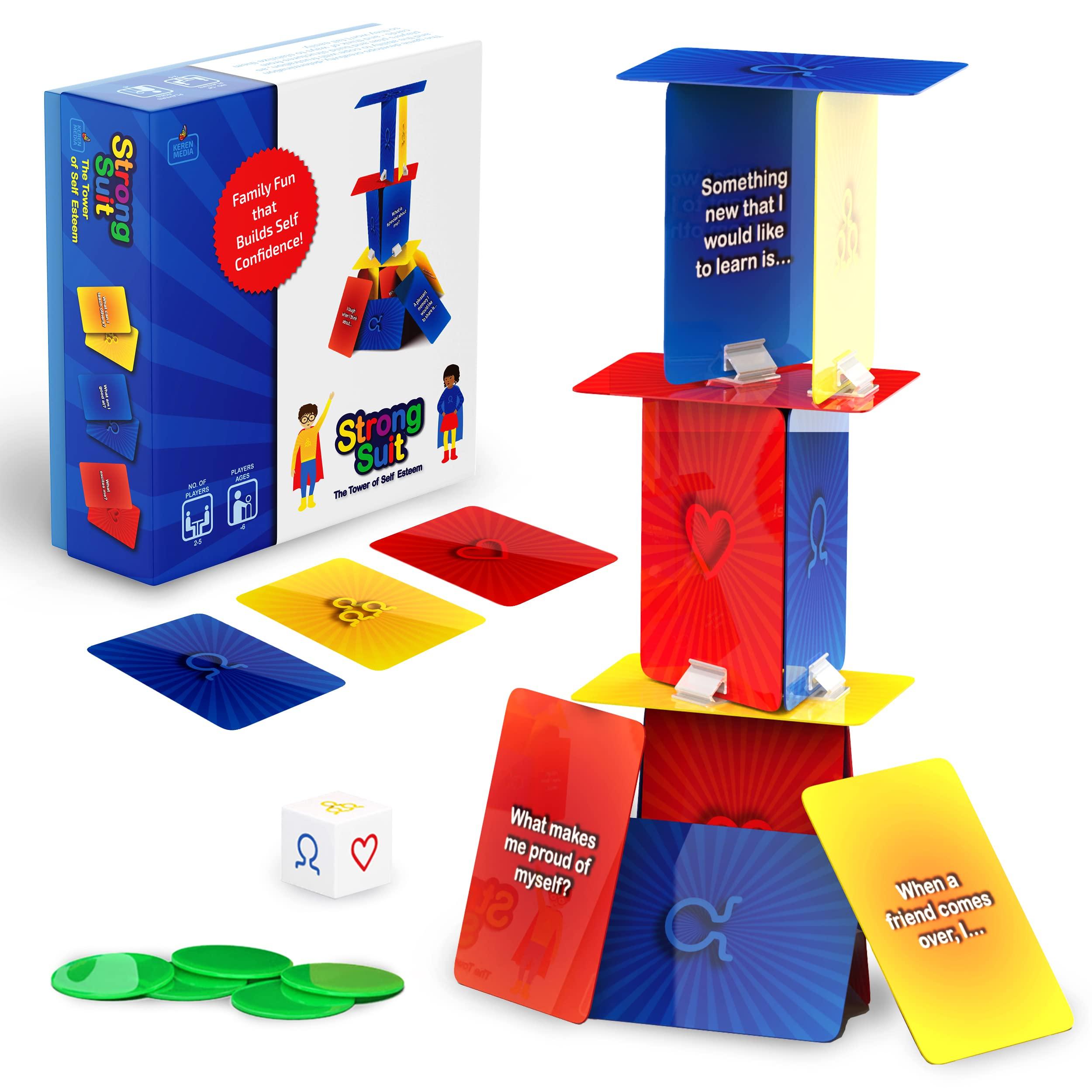 StrongSuit StrongSuit -The Tower of Self Esteem, Therapy Games for Kids & Counseling Games | CBT Play Therapy Tools to Boost Social Skills, Emotion Regulation, Mindfulness - for Therapists, Counselors, Parents