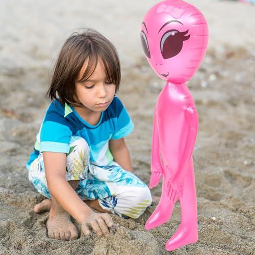 Ciieeo Ciieeo Inflatable Alien Birthday Party Inflatable Toy Pool Balloon Plaything Green Purple Alien Balloons Alien Blow up Green Balloons Tumblers Toys Pvc Cartoon Child Decorations Pink