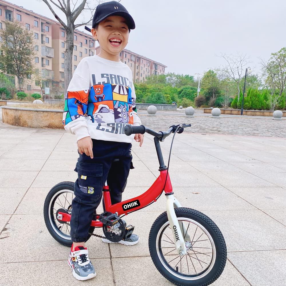 OHIIK OHIIK Balance Bike 2 in 1 for Kids 3 4 5 6 7 Years Old,Balance to Pedals Bike,12 14 16 inch Kids Bike,with Pedal kit,Training Wheels,Brakes (14 inch, Blue)