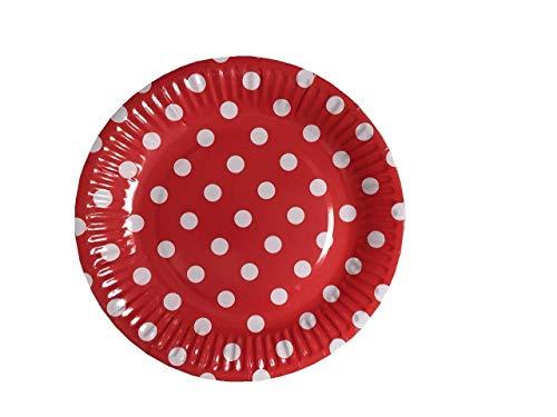 Party2u Round Plates 6.75" 8/Pkg-Ruby Red Decorative Dots