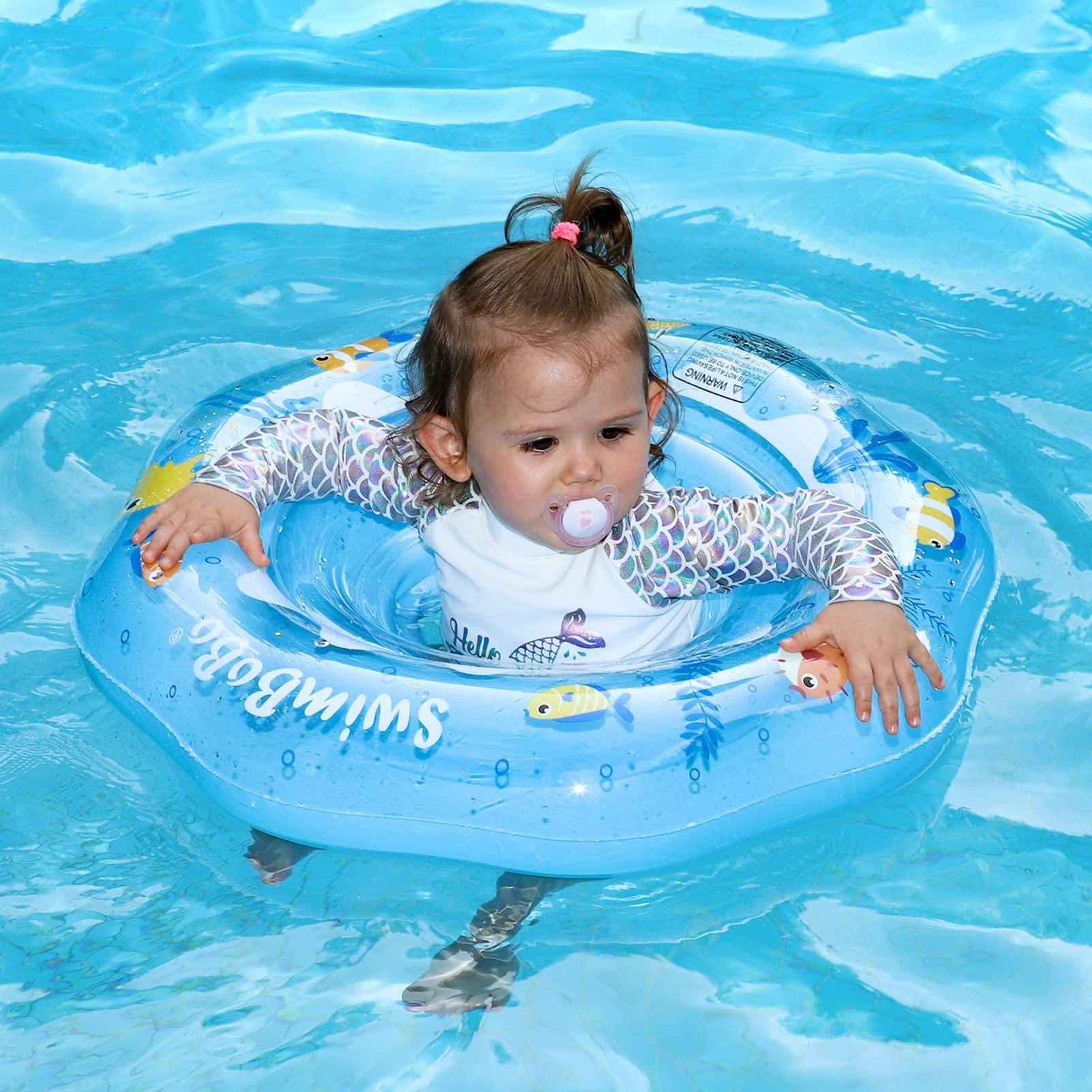 Swimbobo Swimbobo Inflatable Baby Swimming Float with Safe Seat for Age 6-36 Months Toddler (White Ocean)