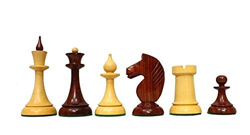 Generic 1950\'s Soviet Latvian Reproduced Weighted Chess Set in Crimson Golden Rosewood | Russian USSR Weighted Chess Pieces | King 4.0\"