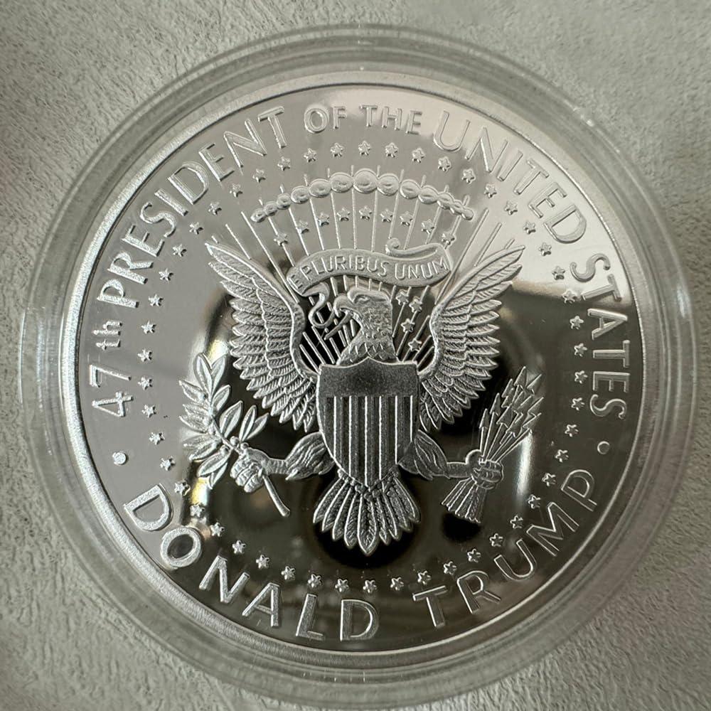 Yvhusk Donald Trump Assassinated Coins 2024 Shooting Collection Medal Trump Fighting for America Collectible Coin (10 Pieces Silver-Silver)