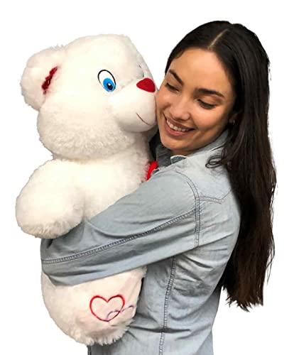 Big Plush Big Plush® 2 Foot Teddy Bear 24 Inches Soft White Plushie with Red Nose and Heart on Chest