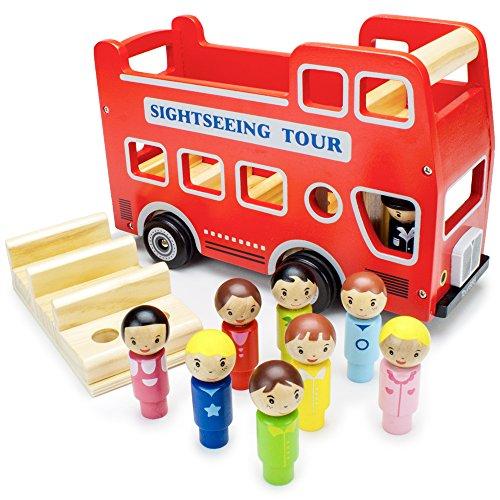 Imagination Generation Imagination Generation Wooden Wheels Natural Beechwood Chunky Cars and Vehicles for Children +12 Months | Double Decker Bus