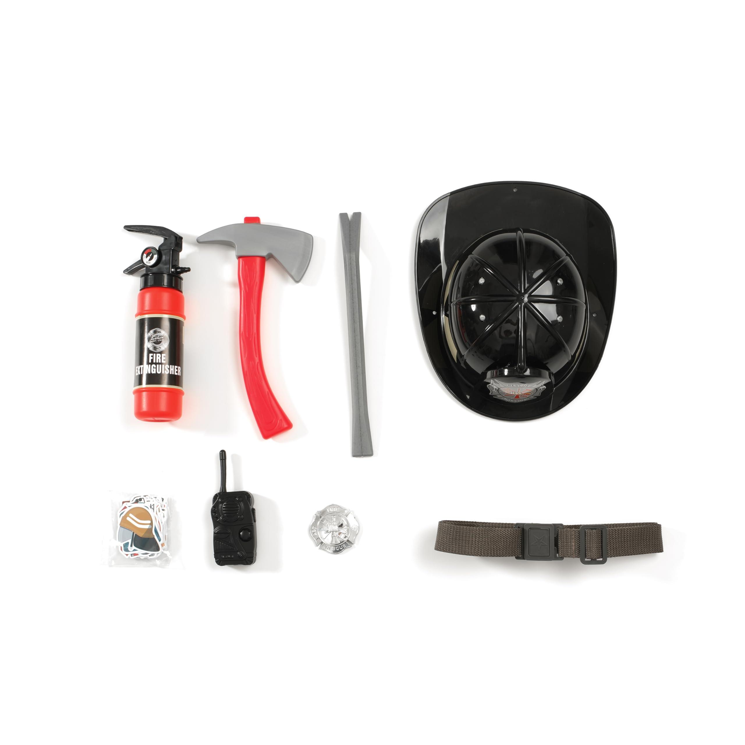 Kosgraiy Kosgraiy Firefighter Costume for Kids,Black Fireman Costume for Boy and Girl,Kds Fire Chief Costume Outfit,Halloween,9pcs,Size S for Children 3-4Years