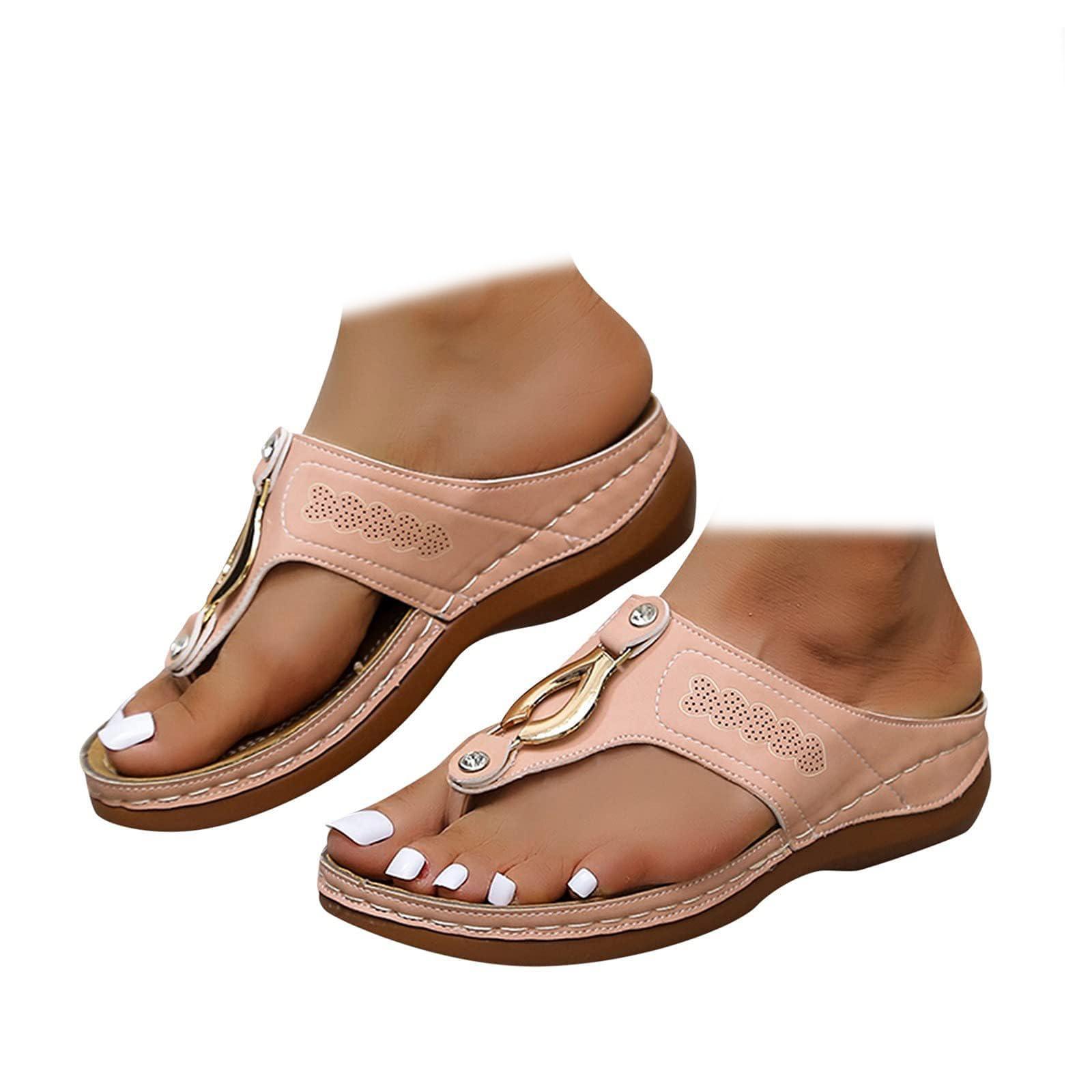 ZBYY ZBYY Sandals for Women 2024 Casual Summer Flip Flops Non Slip Outdoor Sandals Walking Dressy Beach Wedges Platform Shoes
