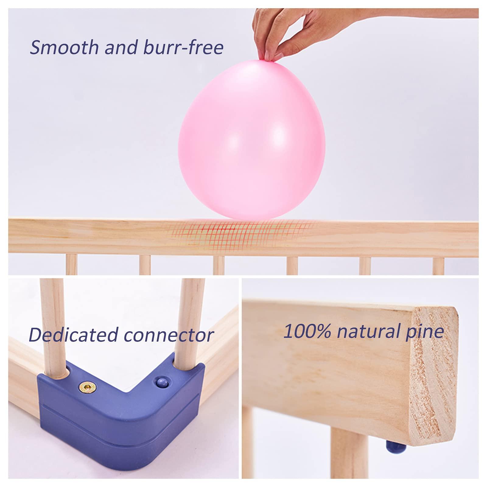Jolan Baby Playpen Wooden, Anti-fall Safety Baby Fence, with Door, Indoor Outdoor Kids Activity Center Fence, Safety Playard, Playpen for Baby and Toddlers, Breathable/Durable,160180cm
