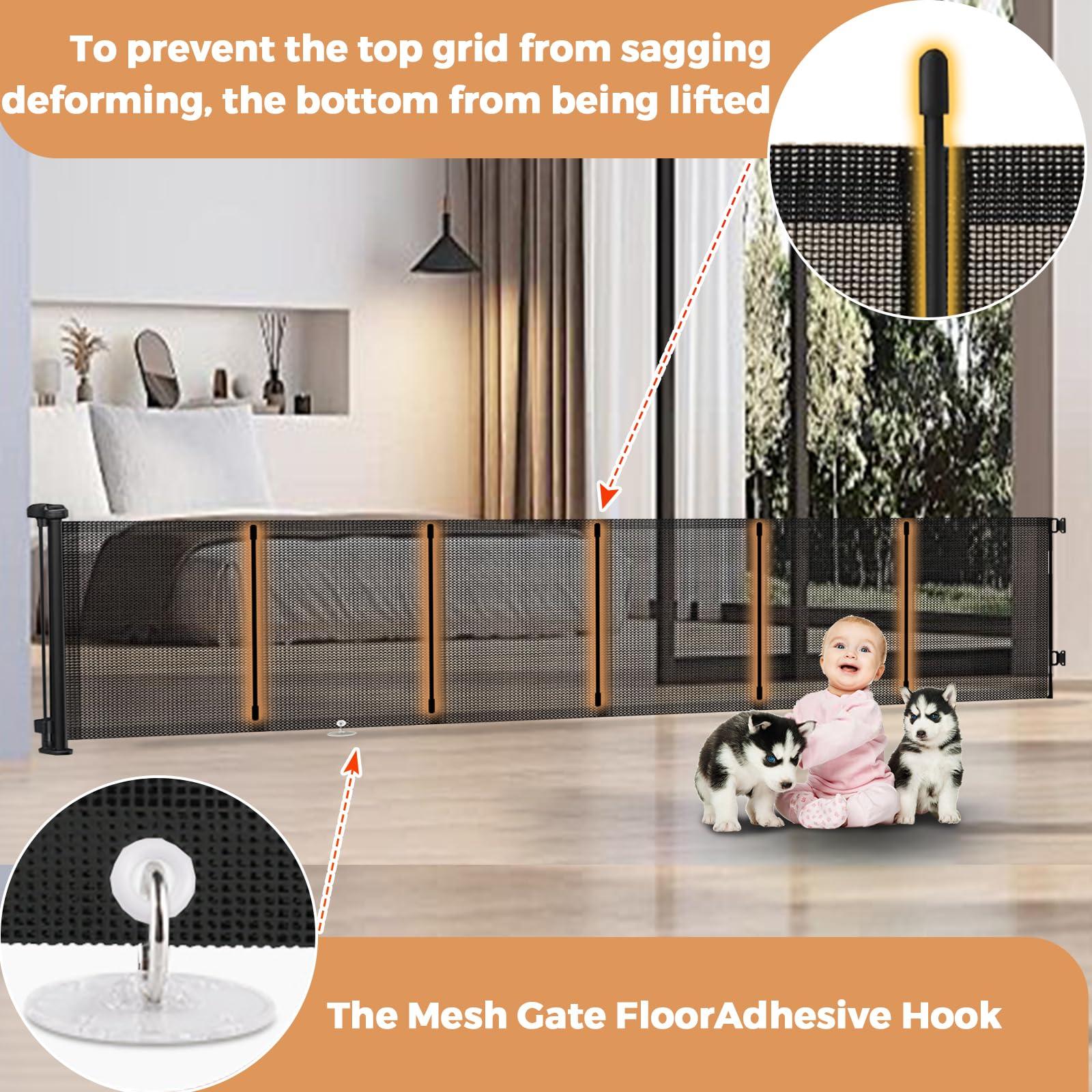 Singdur 150 Inches Extra Wide Retractable Baby Gates,42" Extra Tall mesh Baby gate Retractable, Stairs, Long Baby Gates Indoor Extra Long, Hallways and Doorways, Indoor/Outdoor Use, Black