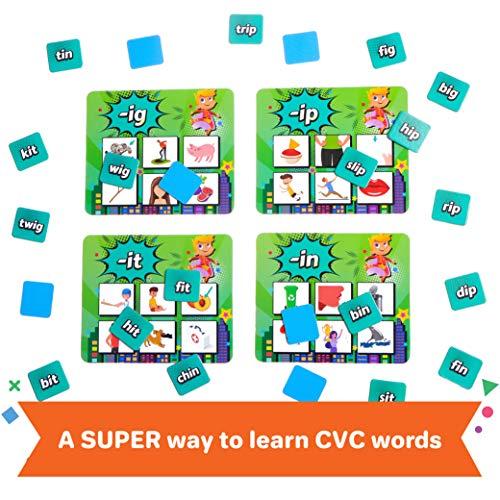 Melby Toys Super Words - CVC Word Builders, Phonics Games, Rhyming Words Game for Kids, Kindergarten Learning Games, Match it Puzzles for Toddlers, Learn to Read Game, CVC Words for Kindergarten Activities