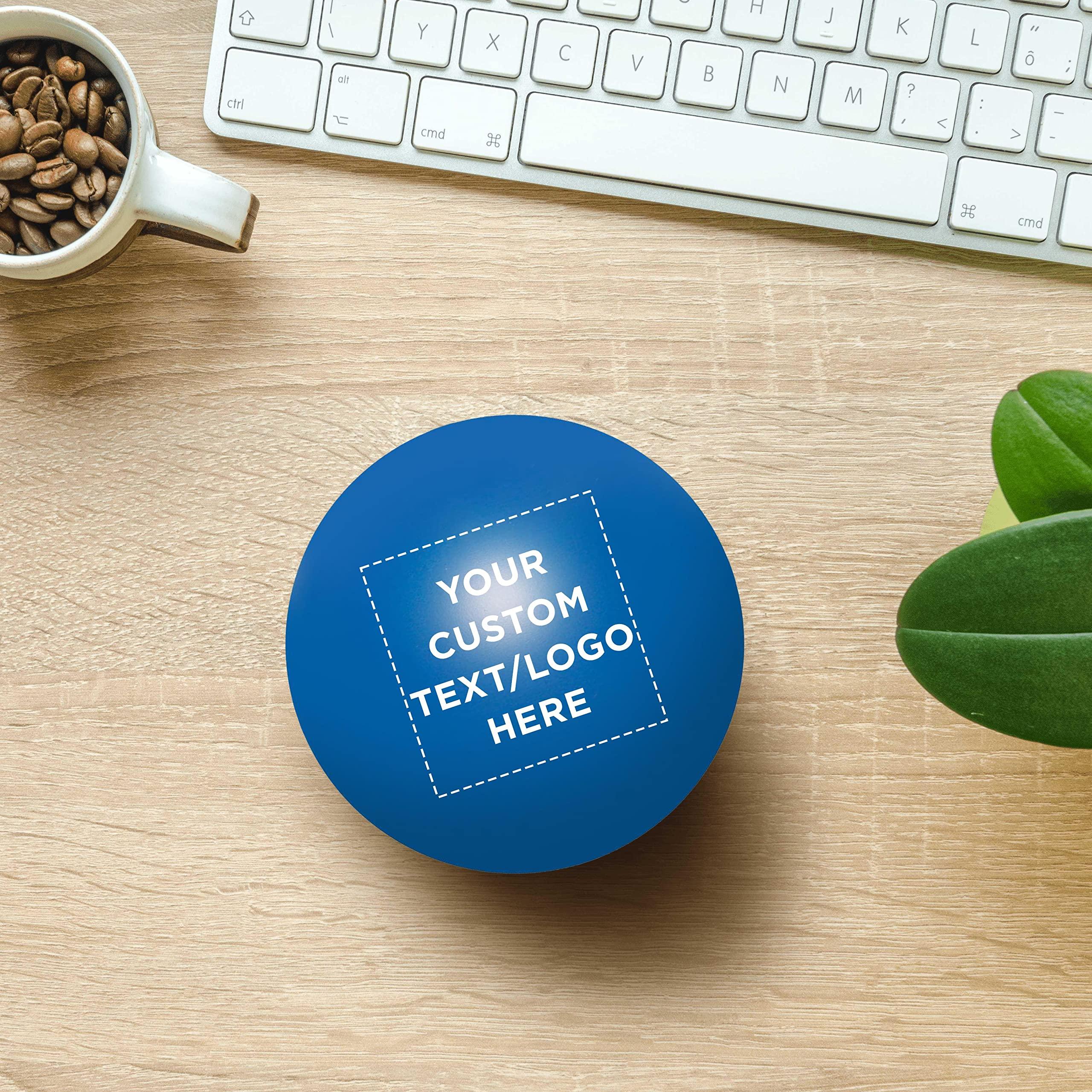 DISCOUNT PROMOS Custom Stress Balls for Adults Set of 50, Personalized Bulk Pack - Relief, Perfect for Your Desk, Office or Home - Blue