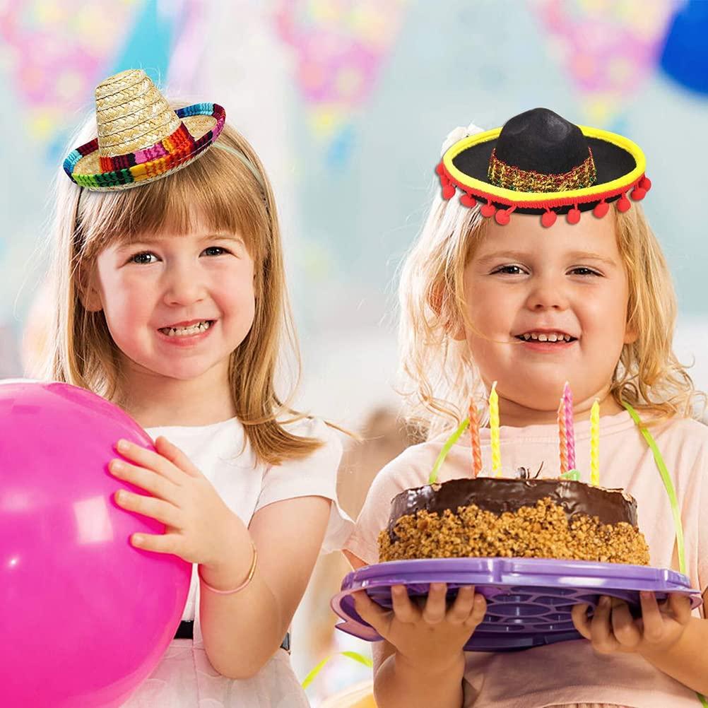 zuoshini Cinco de Mayo Fiesta Sombrero Mexican Party Decorations, 3 Pieces Sombrero Hats Mini Mexican Party Hat with Headband for Kids Boys Girls Adults