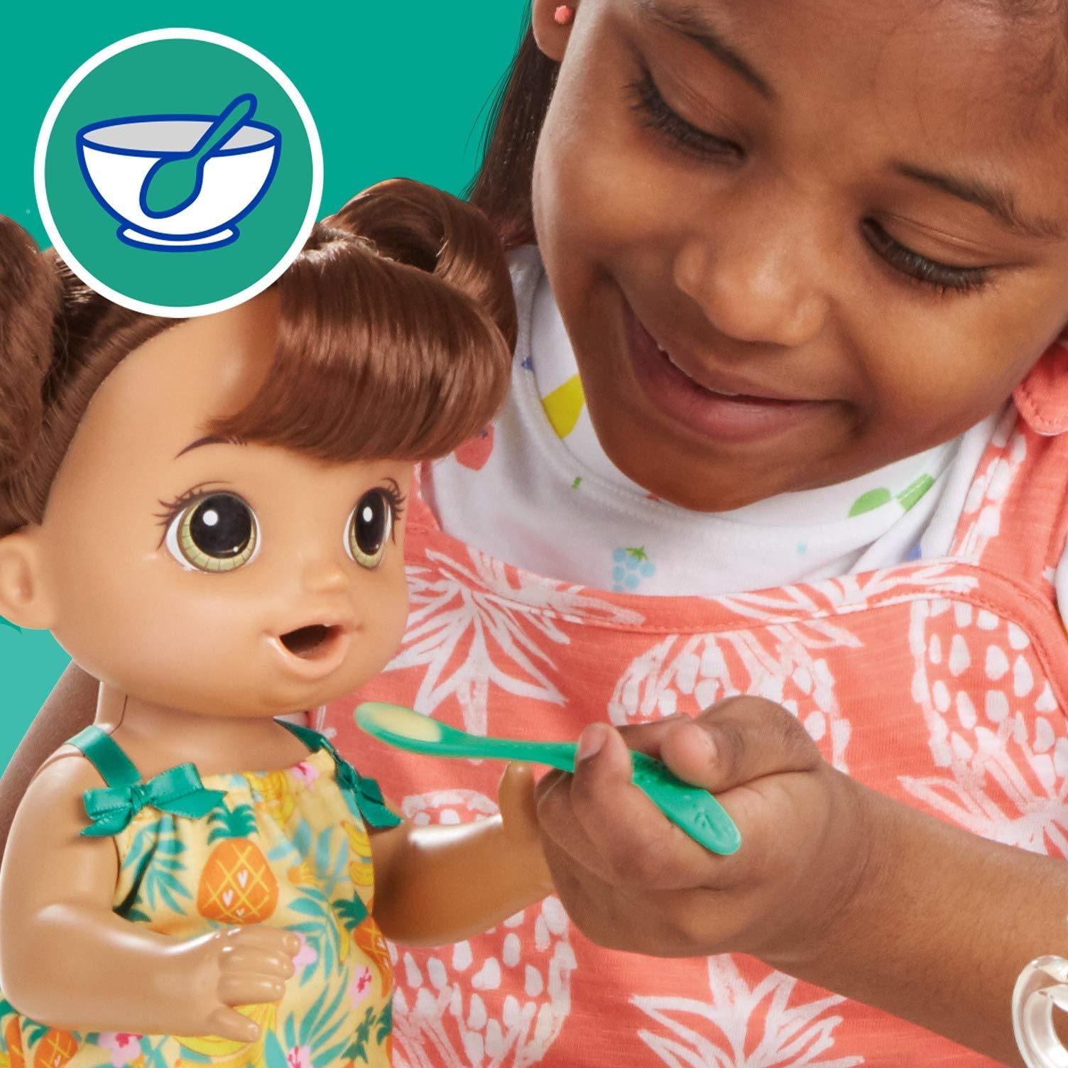 Baby Alive Baby Alive Magical Mixer Baby Doll Tropical Treat with Blender Accessories, Drinks, Wets, Eats, Brown Hair Toy for Kids Ages 3 and Up