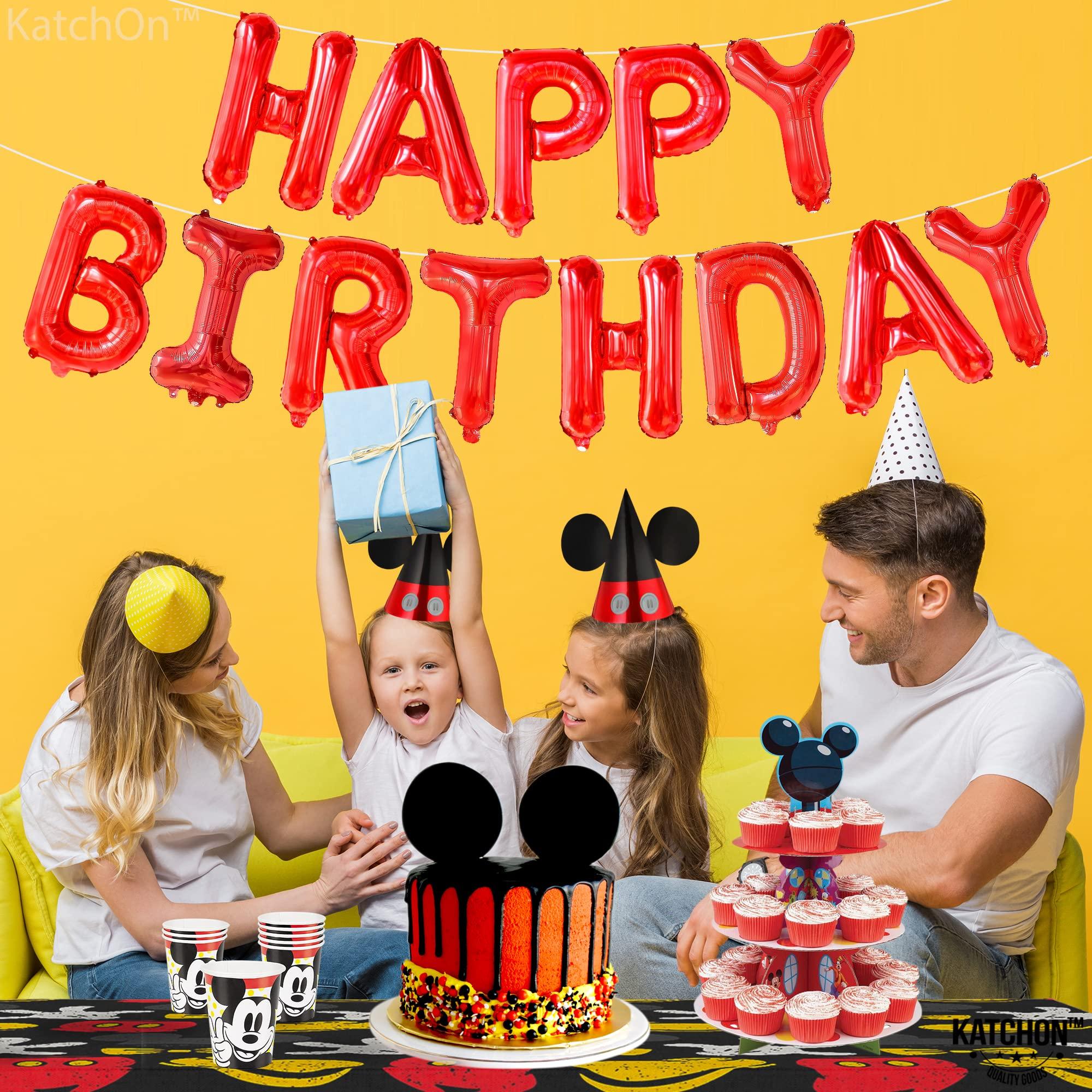 KatchOn KatchOn, Red Happy Birthday Balloon Banner - 16 Inch | Happy Birthday Banner Red, Happy Birthday Balloons Letters | Happy Birthday Foil Balloons | Happy Birthday Red Balloons, Red Birthday Decorations