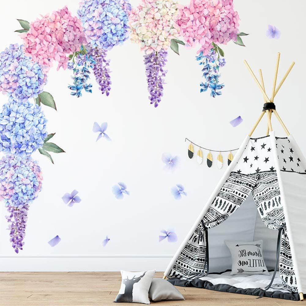 \"N/A\" "N/A" Watercolor Hydrangea Wall Art Stickers Wisteria Floral Wall Decal,Flower Peel and Stick Decals for Baby Kids Bedroom Nursery Removable Home Wall Decoration