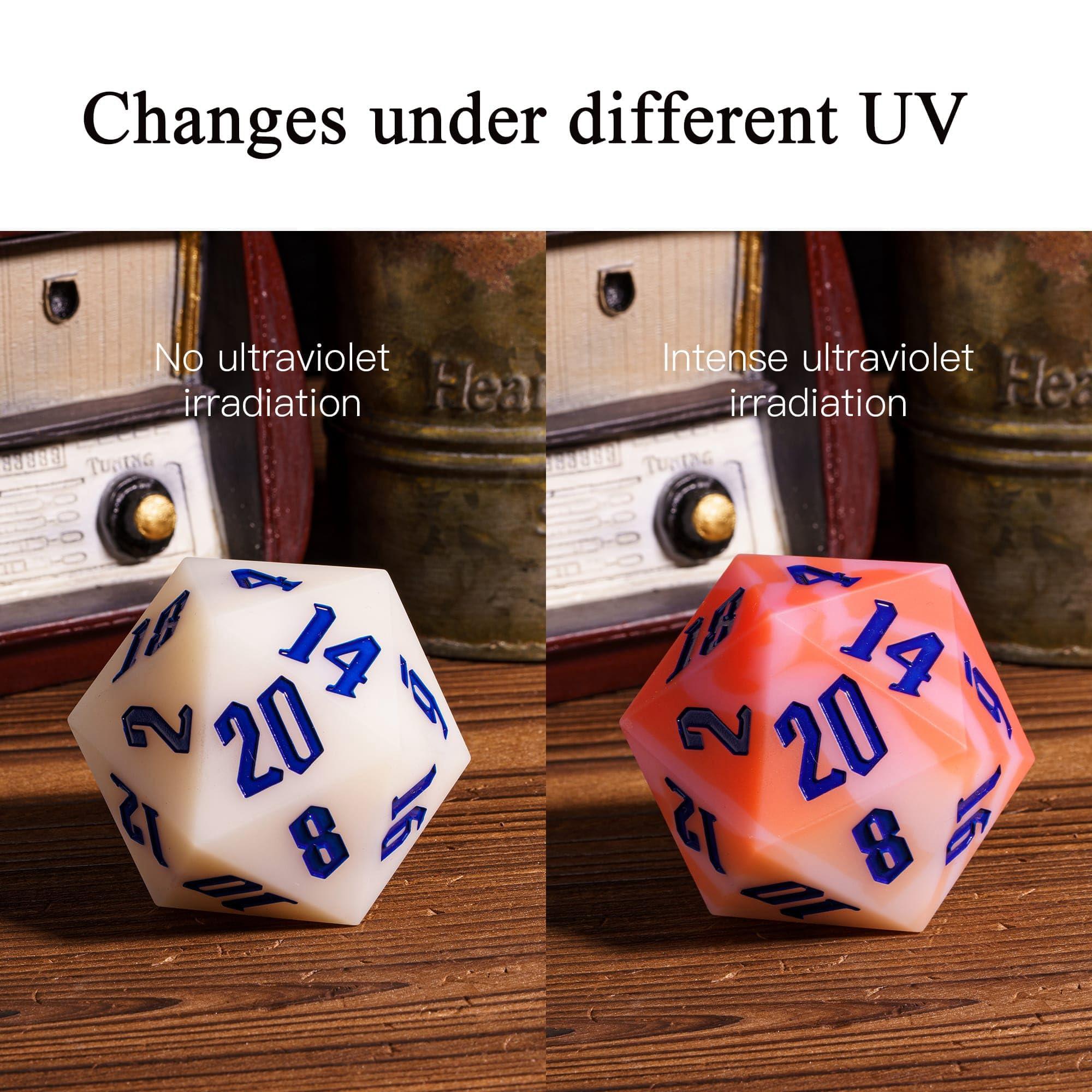 IUSTIDIE IUSTIDIE Silicone 55mm D20, Light Changing Colors Large D20 Single 20 Sided DND Dice, D20 Giant Polyhedral Dice with Dice Gift Box for Dungeons and Dragons Table Games(Red Yellow/Blue)