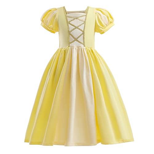 Belle Princess Costume For Girls - Beauty And The Beast Dress With Accessories For Halloween & Parties