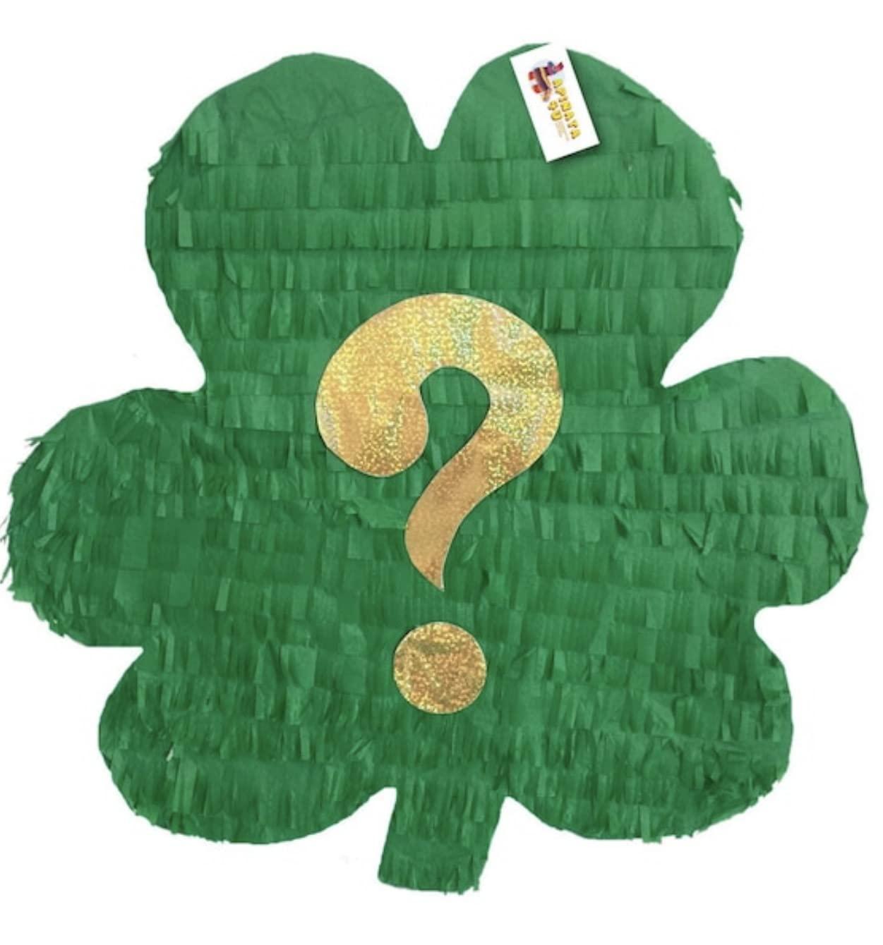 A Pinata 4 U Green Shamrock Pinata Gold Question Mark St Patricks Day Gender Reveal St Patricks Day Party Little Lad or Little Lass Lucky Shamrock St Pats Day