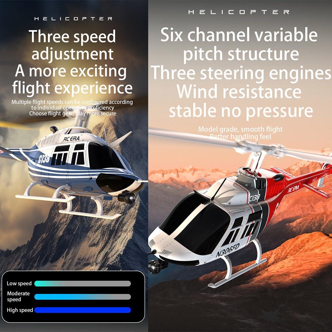 URFunModel URFunModel 1/33 206 RC Helicopter for Adults, 2.4G 6CH Remote Control Helicopter with Optical Flow Positioning, RC Aircraft RC Airplane, RC Flying Plane RC Military Helicopter Gift -RTF