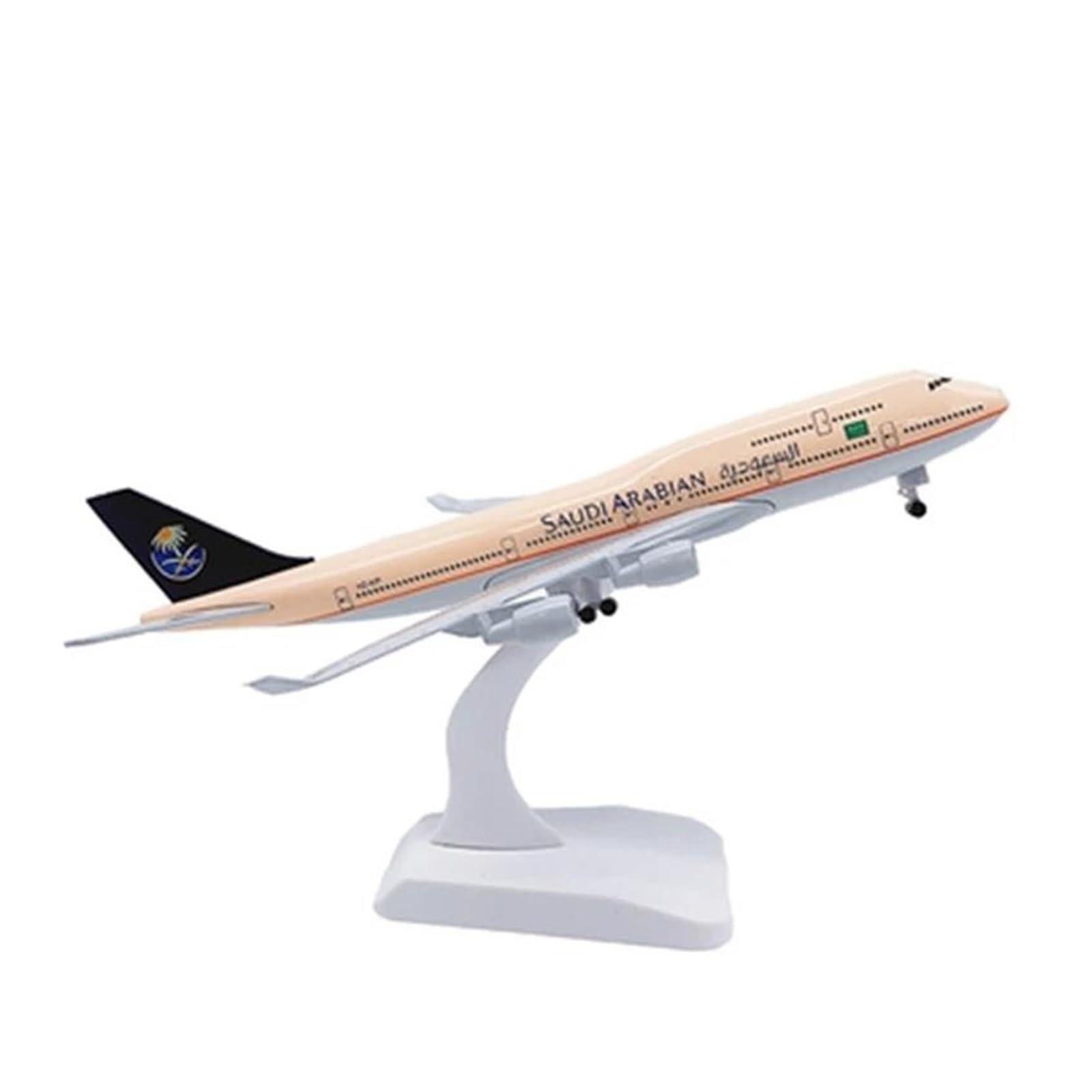 SUNSUNLY Decorate Airplane 20CM 1/400 for Saudi Arabian Airlines B747 Model Base Landing Gear Airbus Aircraft Static Model for Collection or Gift