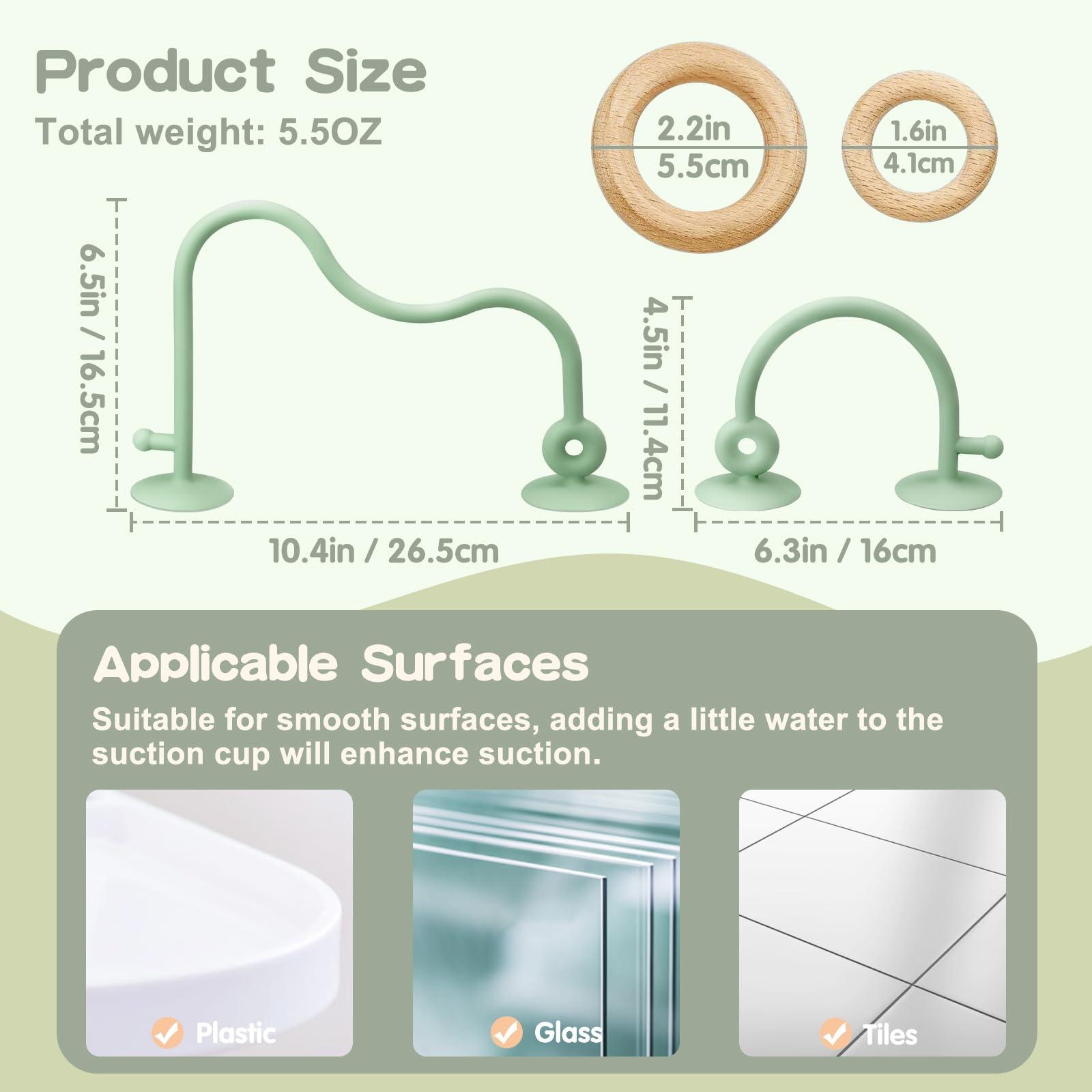 oiimllby High Chair Suction Cup Toys for Babies 6-12 Months, Baby Sensory Chew Toys, Suction Baby Toy for High Chair, Montessori Toys for Babies 0-6 months, Silicone Baby Teething Toys 6-12 12-18 Months(Green)