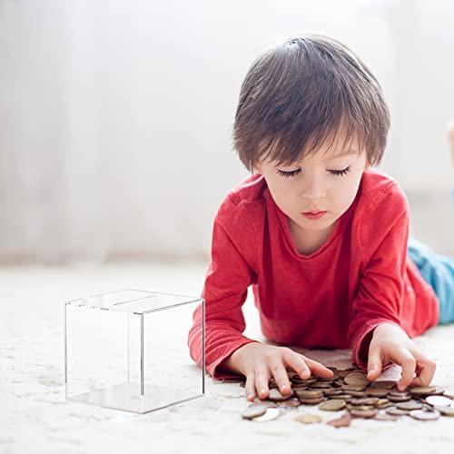 SAFIGLE SAFIGLE Clear Piggy Bank Acrylic Money Bank Transparent Coins Saving Pot Cash Container Box Coin Jar for Adults Kids Birthday Gifts Decoration 12cm
