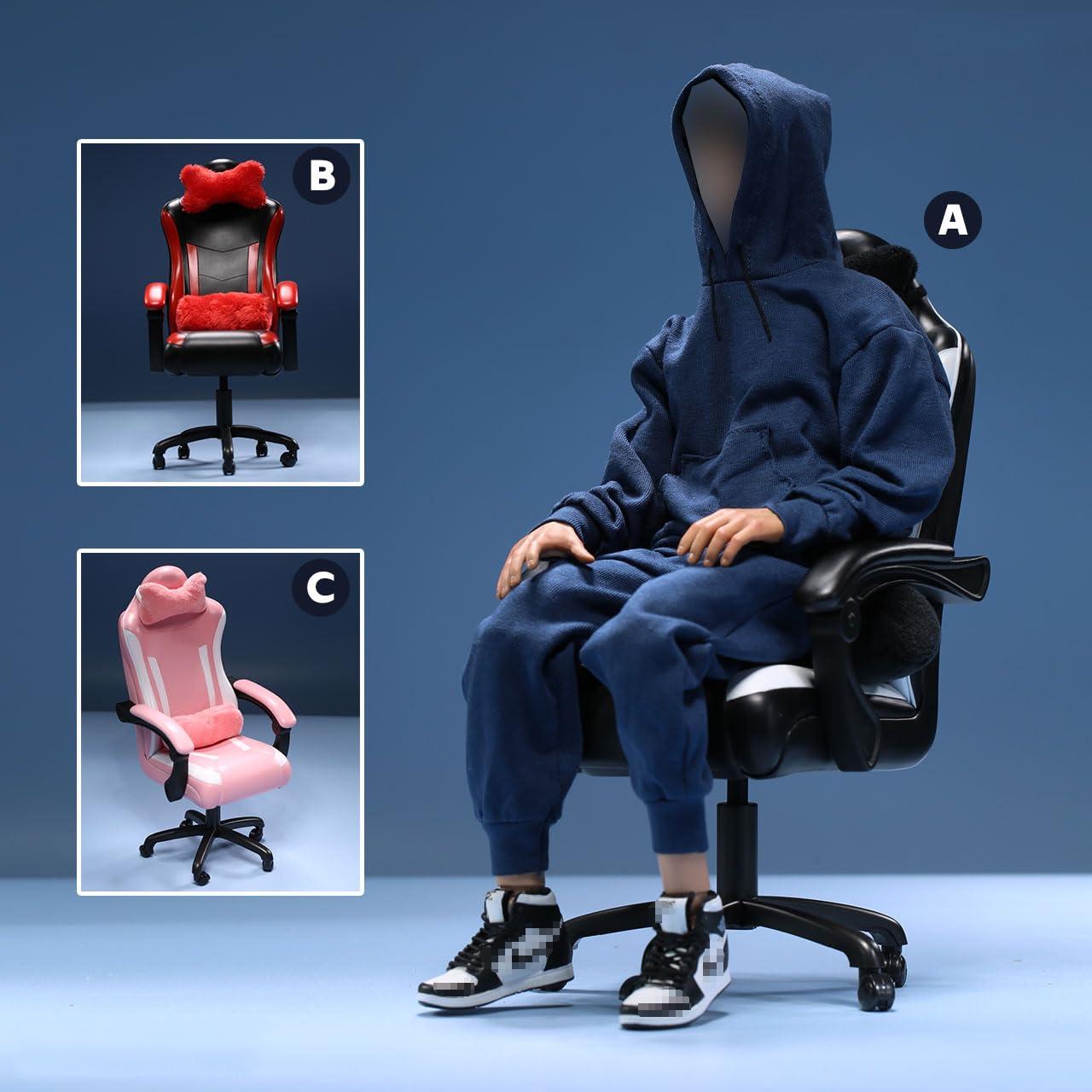 Fremego 1/6 Scale Chair Model,Gaming Chair Model Office Chair Furniture Scene Porps Accessory for 12inch Action Figure (Red)