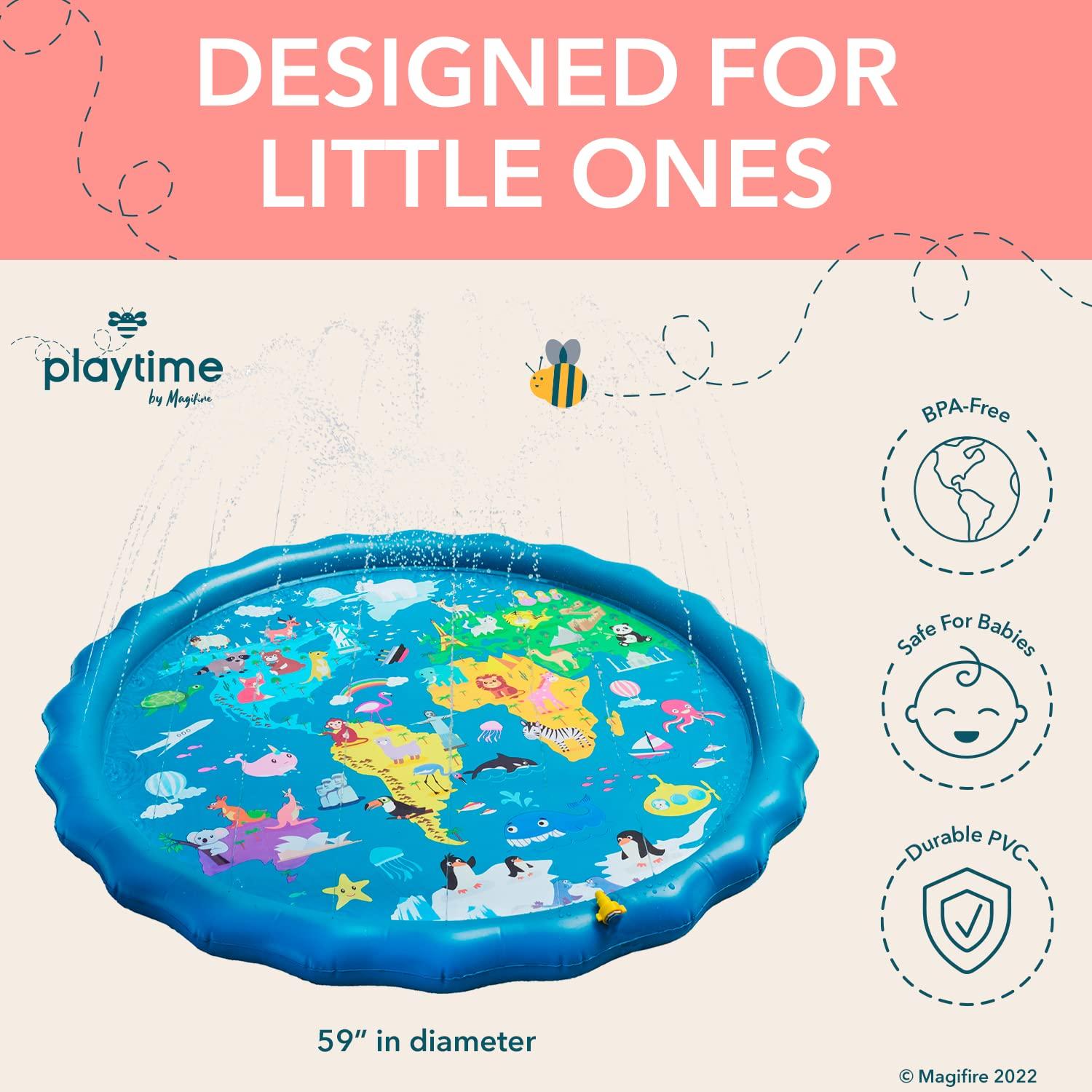 MAGIFIRE Magifire Sprinkler Splash Pad for Toddlers 1-3, 59 In., Water Toys for Dogs, Kids, Outdoor Baby Toys Ideal for Playtime and Cooling Off Outside, Easy to Setup, Ideal for Summer and Backyard Activities