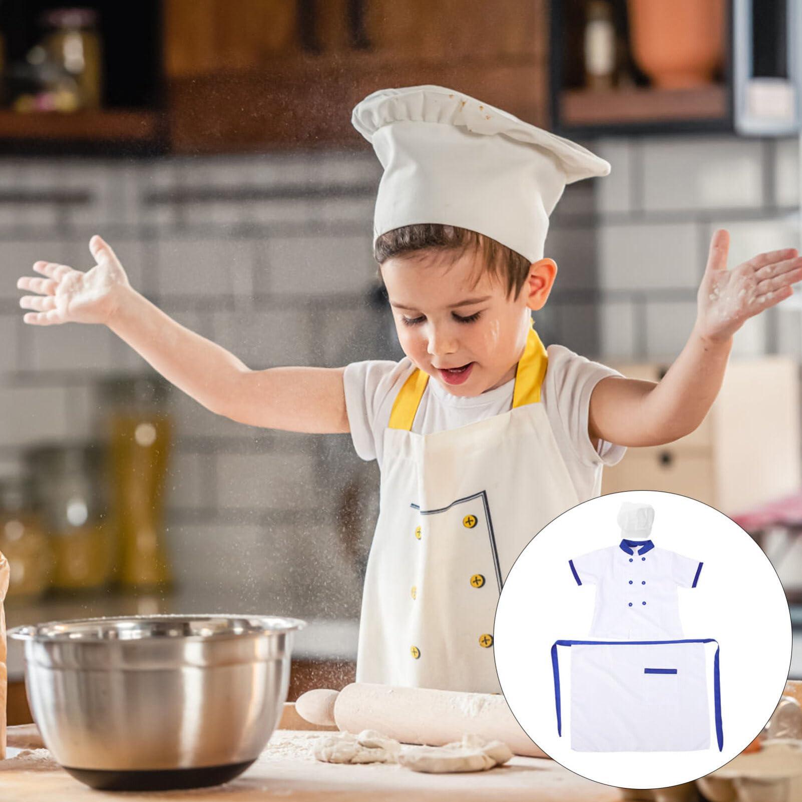 GALPADA GALPADA Kids Chef Costume Include Toddler Apron Short Sleeve Jacket and Chef Hat Pretend Chef Outfit for Kitchen Cooking Baking Wear