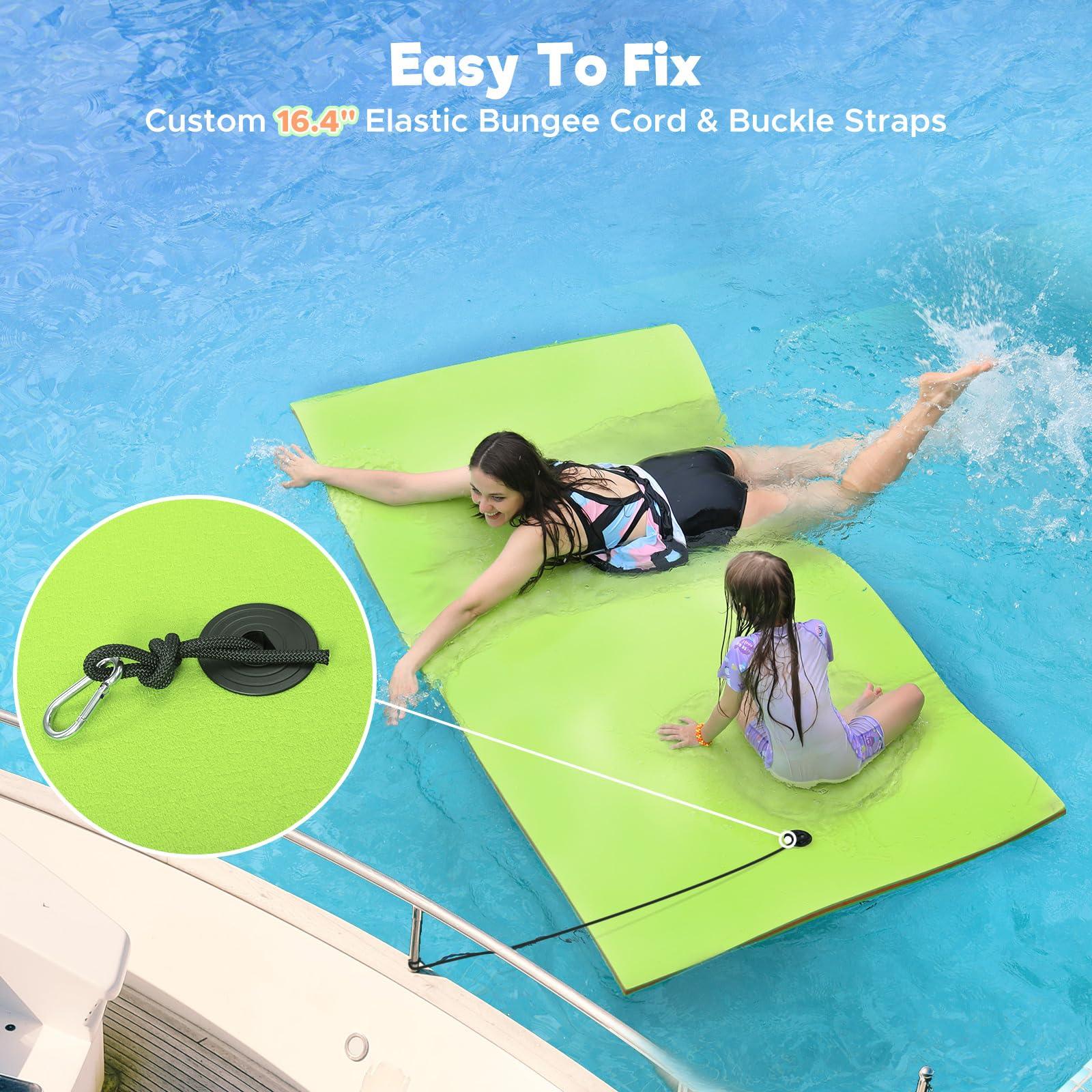 WARMOUNTS WARMOUNTS Floating Water Pad for 2 Person, 8 x 4 FT Tear-Resistant 3-Layer XPE Foam Floating Mat Recreation & Relaxing for Lake Pool River Ocean Boats Outdoor Water Activities