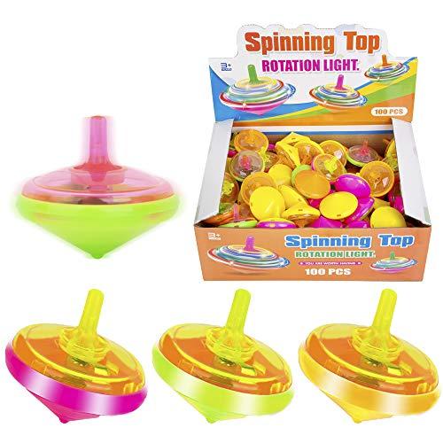 PROLOSO PROLOSO 100 Pcs Light Up Spinning Tops LED Flashing Spinners with Gyroscope