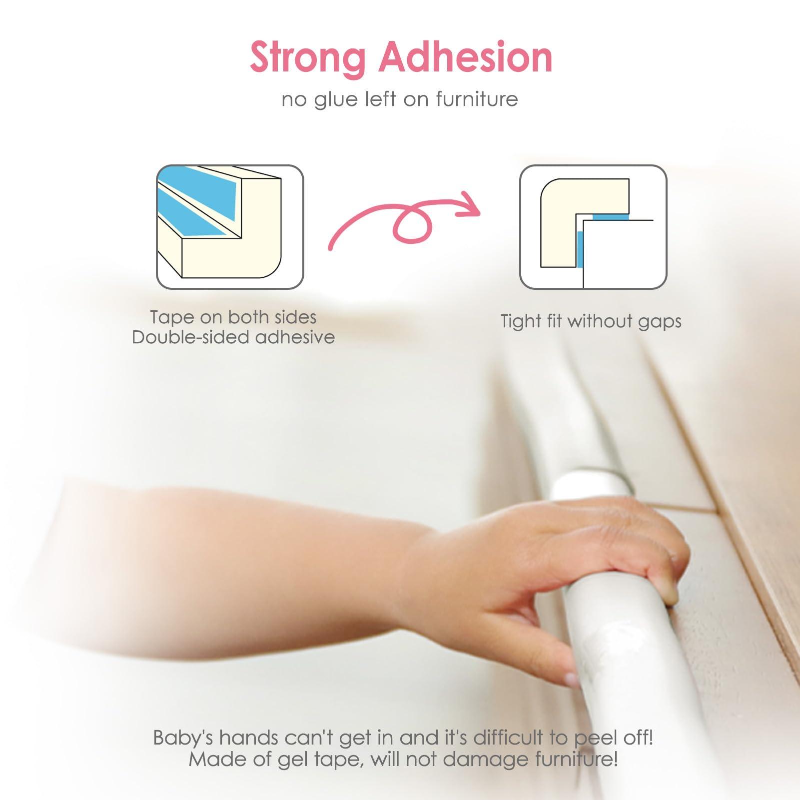 kert Baby Proof Corners and Edges, (Large 16.5FT Edge +8 Corners) Baby Proofing Corner Guards, Soft Rubber Foam Edge Protector, Furniture Tables Bumper Guard for Baby Safety, White