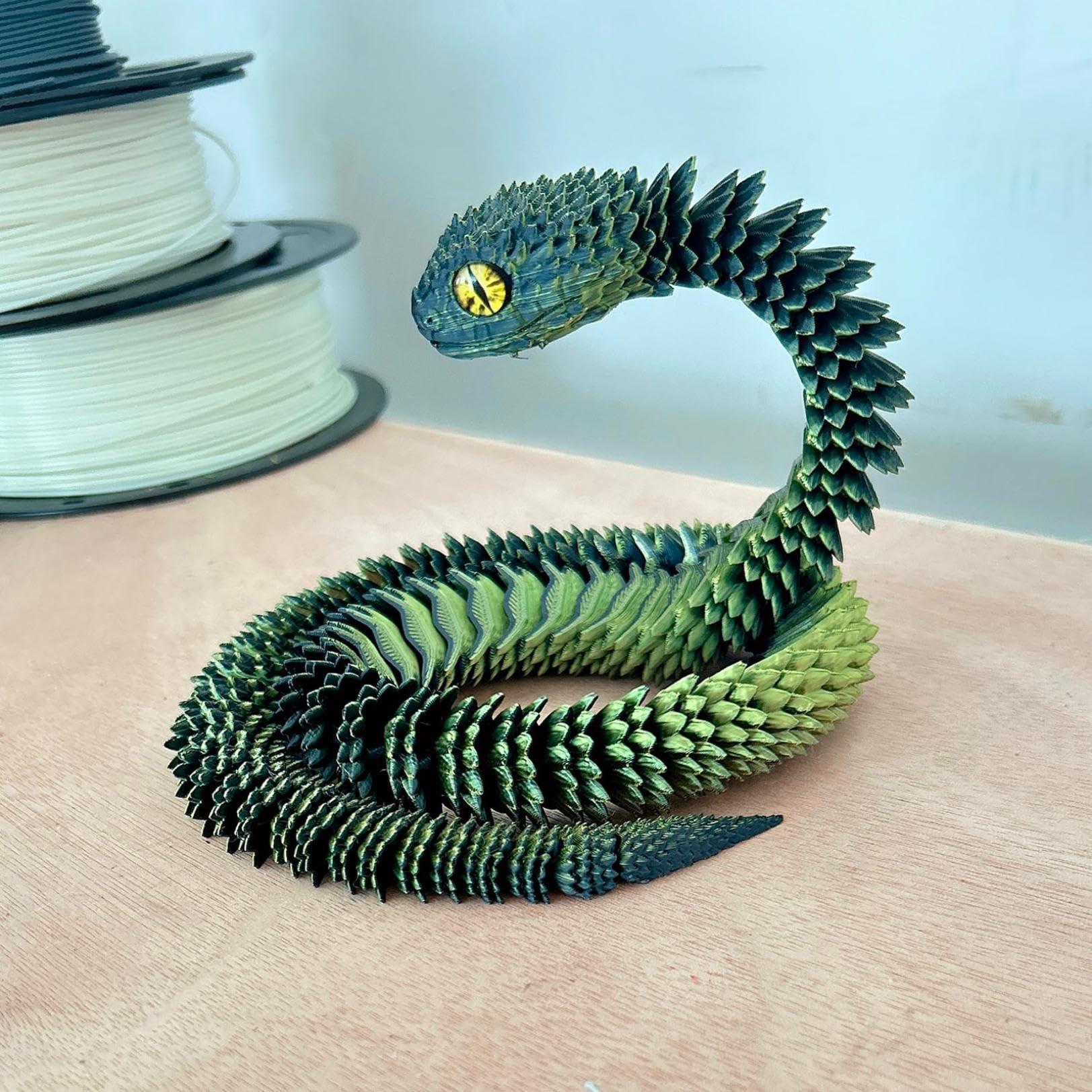 Waycin 3D Printed Animals Set 3D Printed Snake Toys 3D Printed Articulated Flexible Fidget Toy 3D Printed Animals Exquisite Cute Pet Toy Adults Fidget Toys 3D Printed Animal Figurine Fidget Toy (ColorK 30cm)