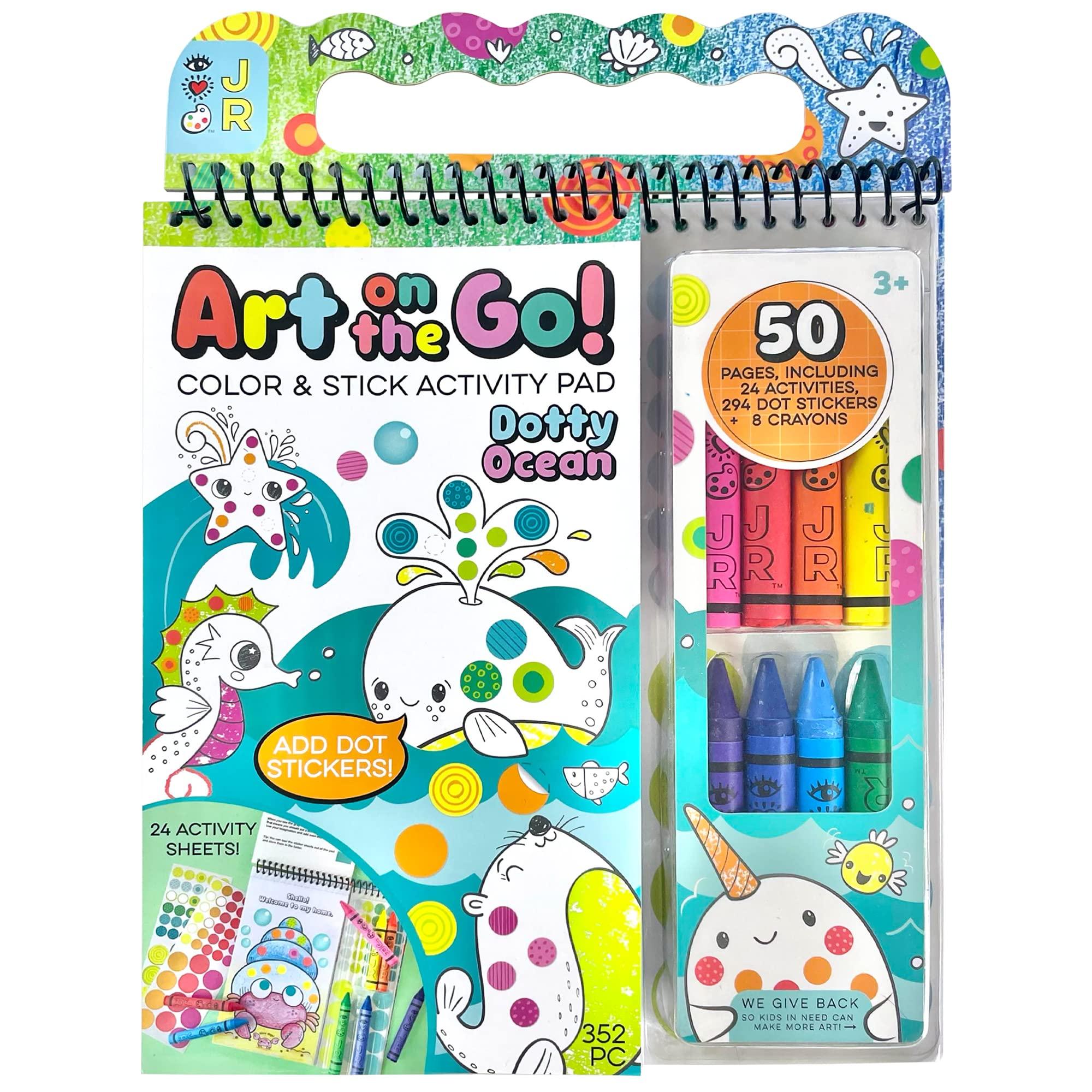 Bright Stripes Bright Stripes Travel Coloring Kit for Kids: Art On the Go Coloring Books and Crayons, Sticker Activity Book - Mess-Free Collage Fun for Ages 3+ (Art On The Go, Going Dotty Ocean)