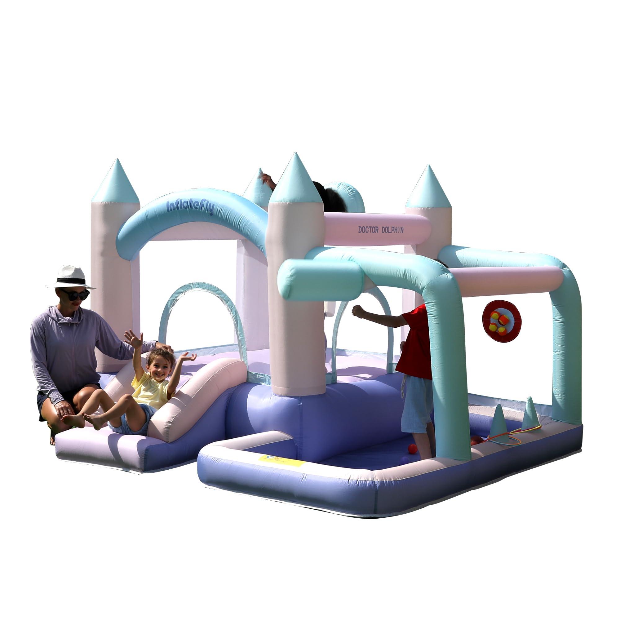 INFLATEFLY INFLATEFLY Bounce House Inflatable Slide Kids Bouncy Castle with Ball Pit,Dreamy Jumper with Air Blower for Wet and Dry