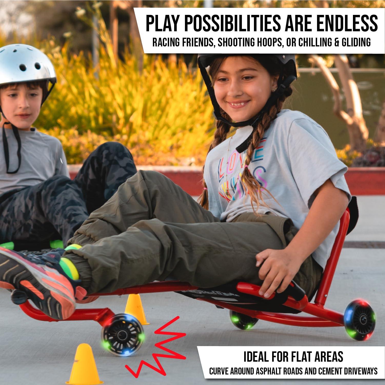 EzyRoller EzyRoller Classic Ride On Scooter with Light-up Wheels for Kids Ages 4+ - Pink LED Limited Edition