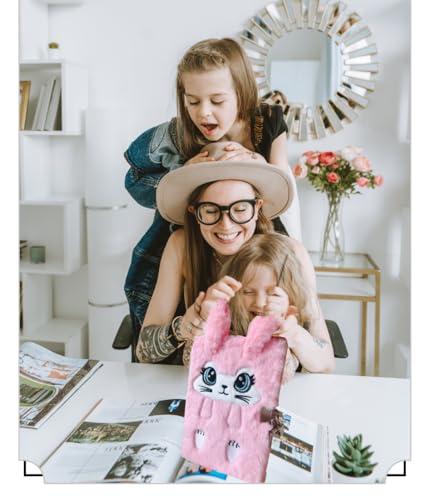 Luolizon Luolizon Bunny Diary with Lock for Girls,Kids Cute Fuzzy Journal Girls Fluffy Rabbit Notebook Age 8-12 Set with 2 Carrot Pens for Easter DayBirthday,New Year