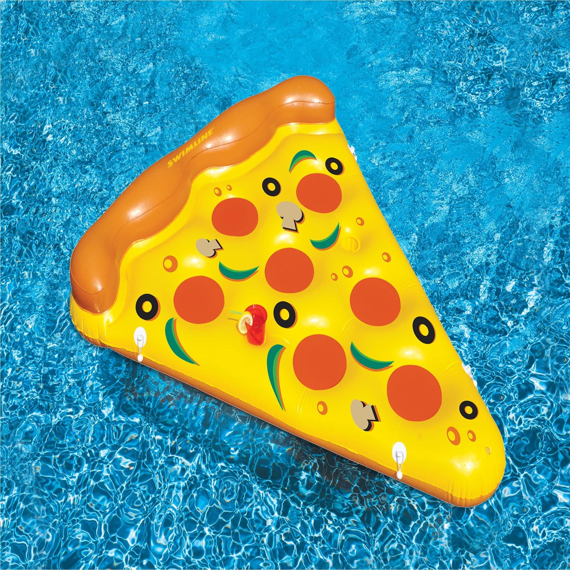 Swim Central Inflatable Yellow and Orange Pizza Slice Swimming Pool Float Raft - 72"
