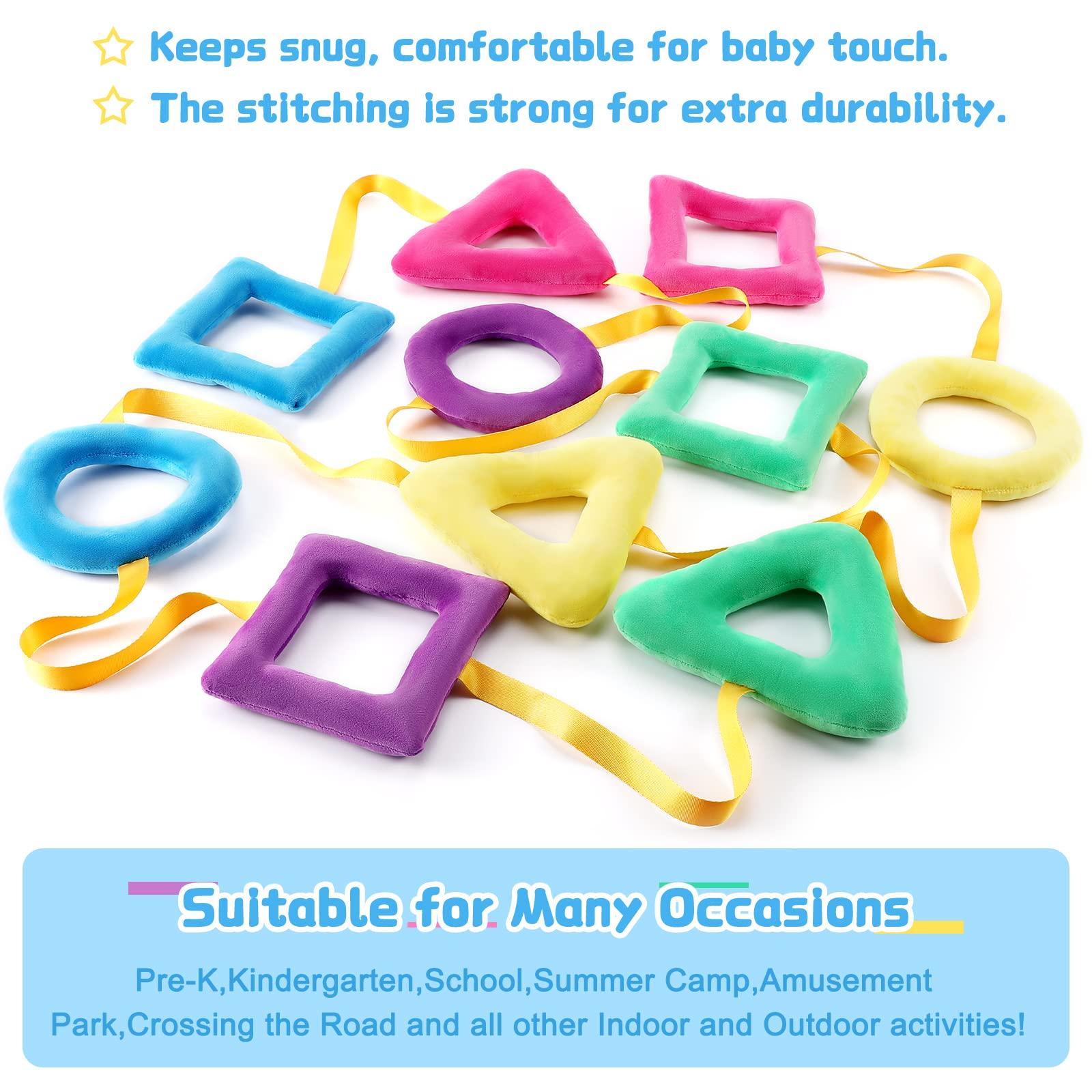 Woanger Shapes Walking Rope for Preschool Walking Rings for Toddlers 100th Day of School 10 Colorful Handles Leash for Toddler Class Line Rope 165'' Long Keep Children Calm and Line Classroom Supplies (1)