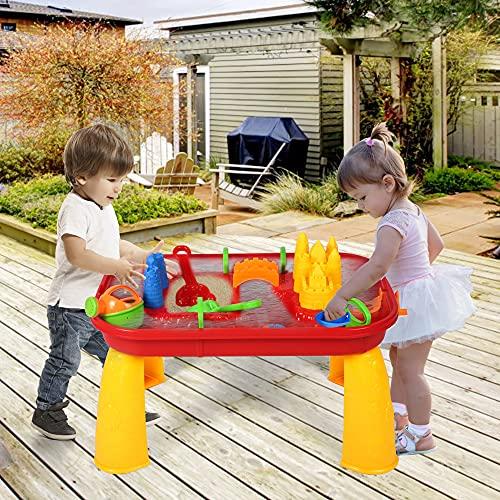 COLOR TREE COLOR TREE Sand and Water Table for Toddlers - Kids Indoor and Outdoor Activity Table with Beach Play Set - Boys Girls Summer Toys Have Fun